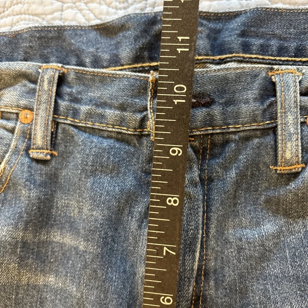Polo Ralph Lauren 381 Mens 34x32 Dark Blue Jeans Distress Cotton Denim Nice Fade